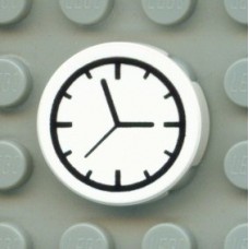 Part 4150px1 White Tile, Round 2 x 2 with Clock Pattern 